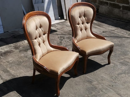 Coppia poltrone anni 80 velluto chiaro