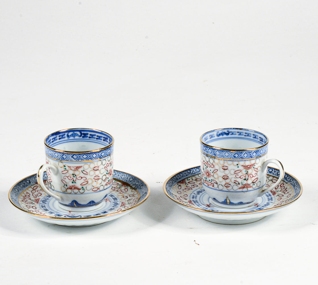 Coppia tazzine da the con decoro  cinese orientale epoca metà del 900