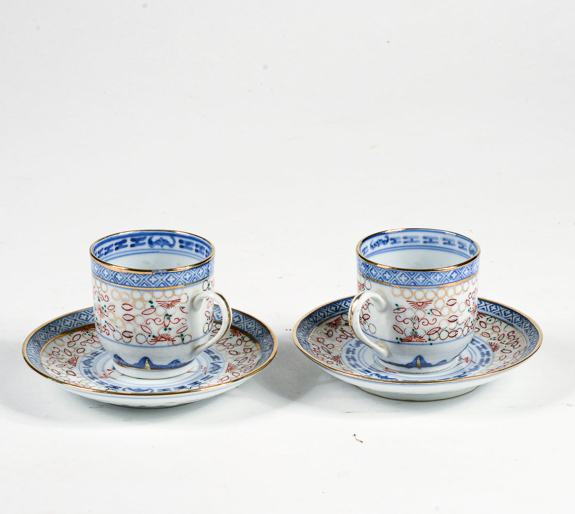 Coppia tazzine da the con decoro  cinese orientale epoca metà del 900
