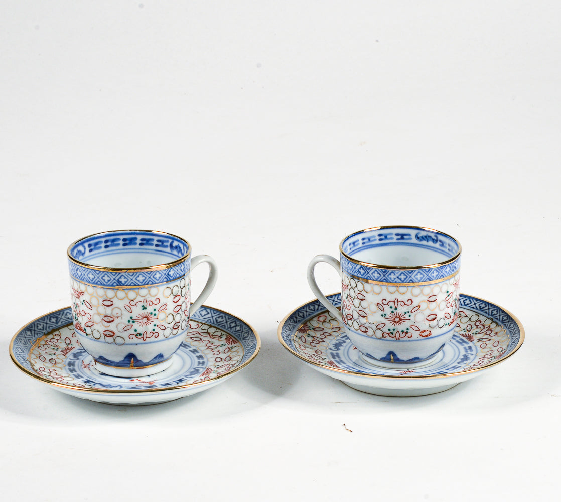 Coppia tazzine da the con decoro  cinese orientale epoca metà del 900