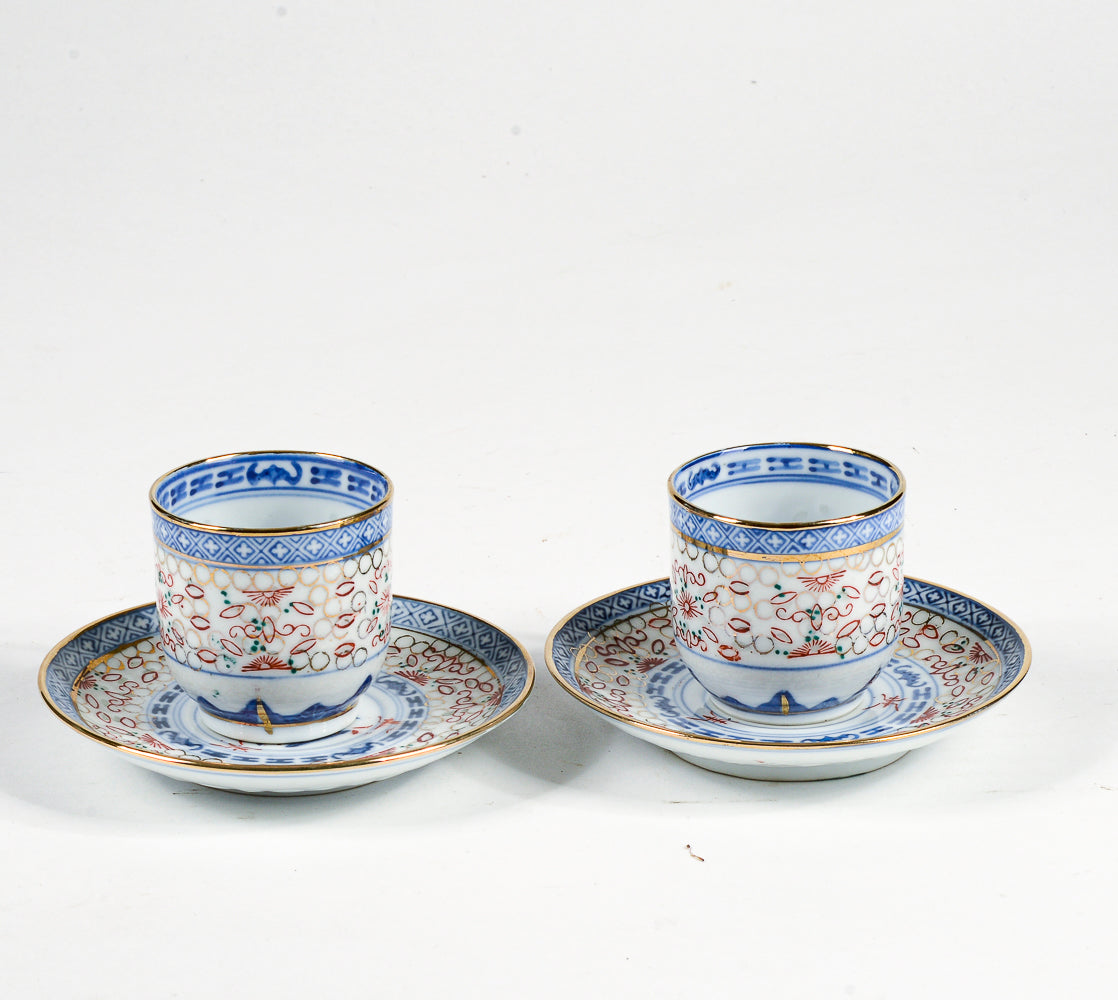 Coppia tazzine da the con decoro  cinese orientale epoca metà del 900