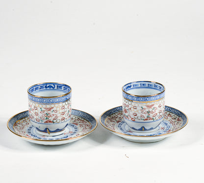 Coppia tazzine da the con decoro  cinese orientale epoca metà del 900