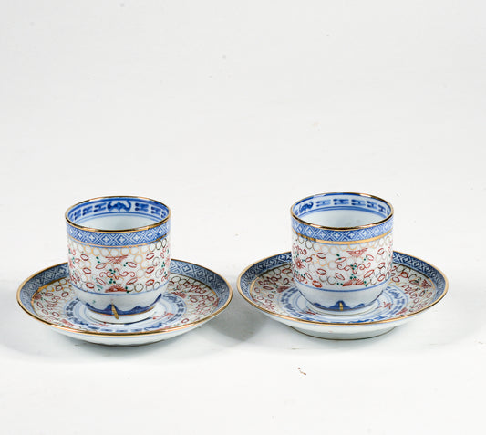 Coppia tazzine da the con decoro  cinese orientale epoca metà del 900