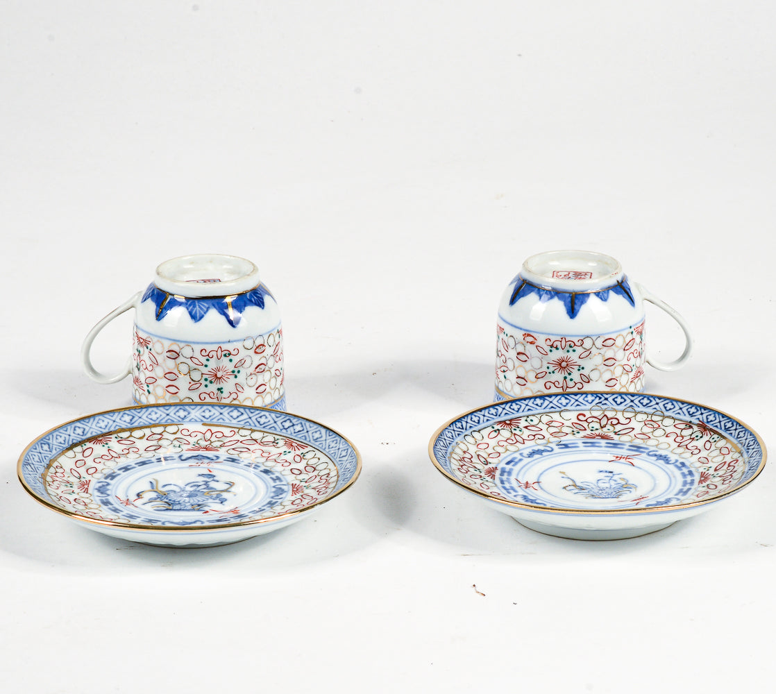 Coppia tazzine da the con decoro  cinese orientale epoca metà del 900