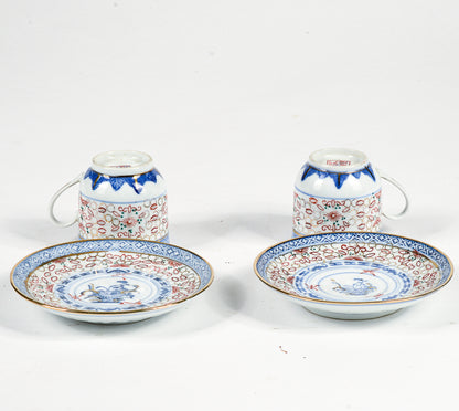 Coppia tazzine da the con decoro  cinese orientale epoca metà del 900