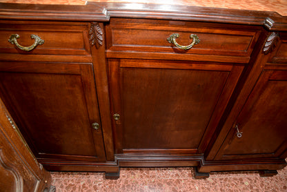 Credenza  Liberty con specchio molato 3 ante e 3 cassetti piano in marmo