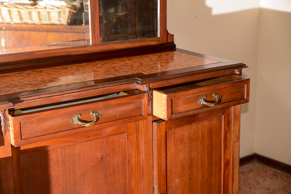 Credenza  Liberty con specchio molato 3 ante e 3 cassetti piano in marmo