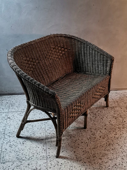 Divano divanetto in vimini da restaurare Italia 1950
