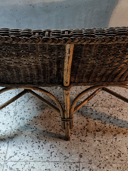 Divano divanetto in vimini da restaurare Italia 1950