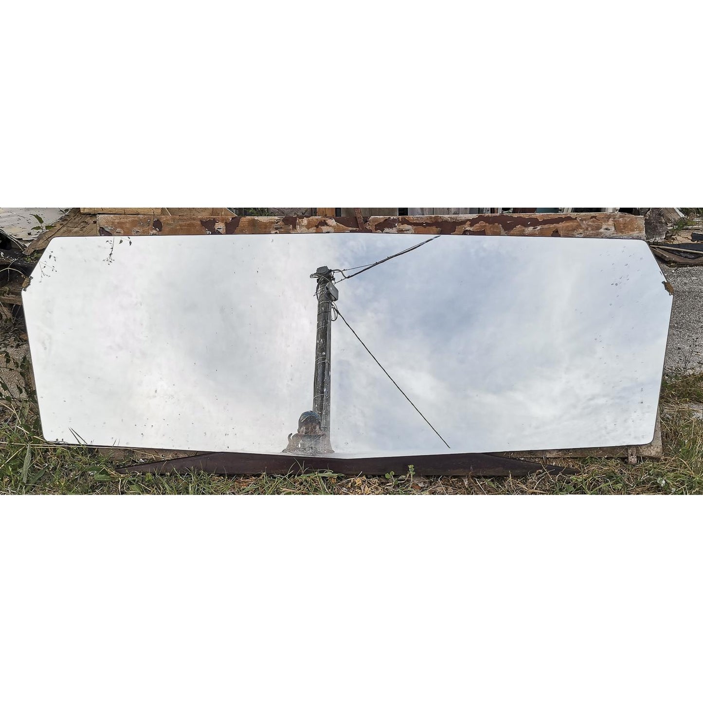 Specchio sagomato Art Deco con base nera in  legno 1940