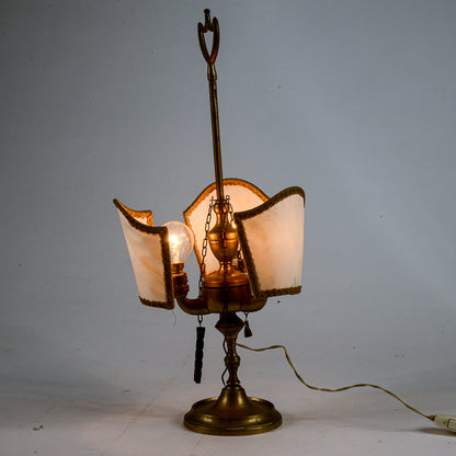 Lampada da tavolo, lume  antico fiorentino, lucerna in ottone elettrificata epoca fine 1800