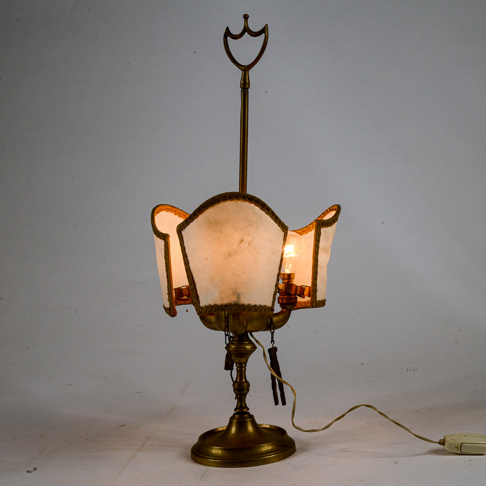 Lampada da tavolo, lume  antico fiorentino, lucerna in ottone elettrificata epoca fine 1800