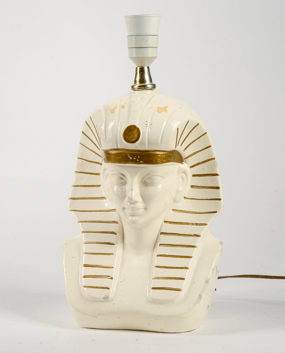 Lampada da tavolo dio egizio faraone con riparazioni 1970