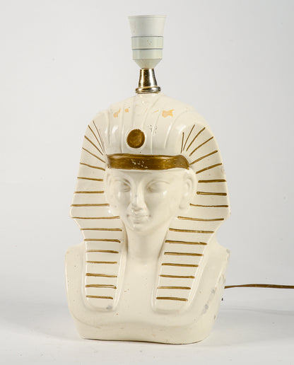 Lampada da tavolo dio egizio faraone con riparazioni 1970