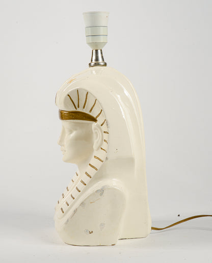 Lampada da tavolo dio egizio faraone con riparazioni 1970