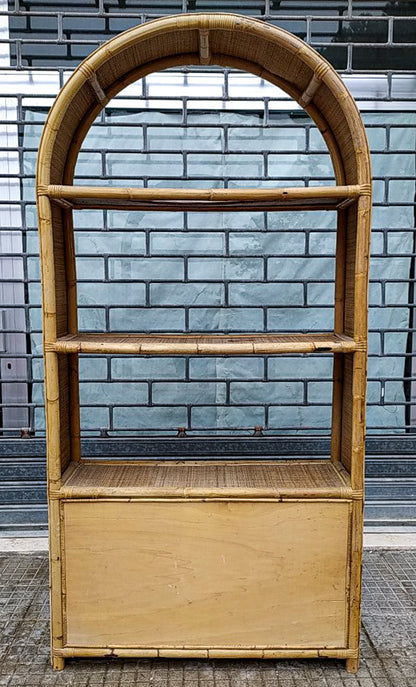 Libreria credenza in bamboo e rafia anni 70