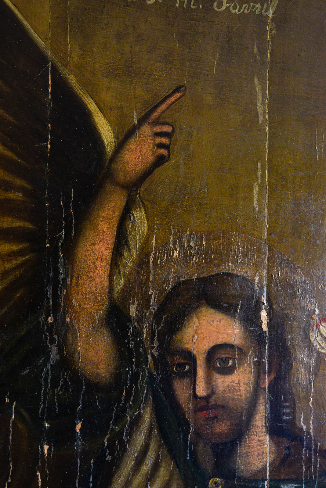 Dipinto su porta in  legno San Gabriele Arcangelo realizzato nel 1700 Europa dell'Est