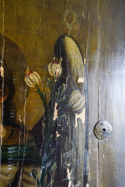 Dipinto su porta in  legno San Gabriele Arcangelo realizzato nel 1700 Europa dell'Est