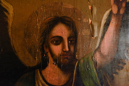 Dipinto su porta in legno San Michele  epoca 1700 Est Europa