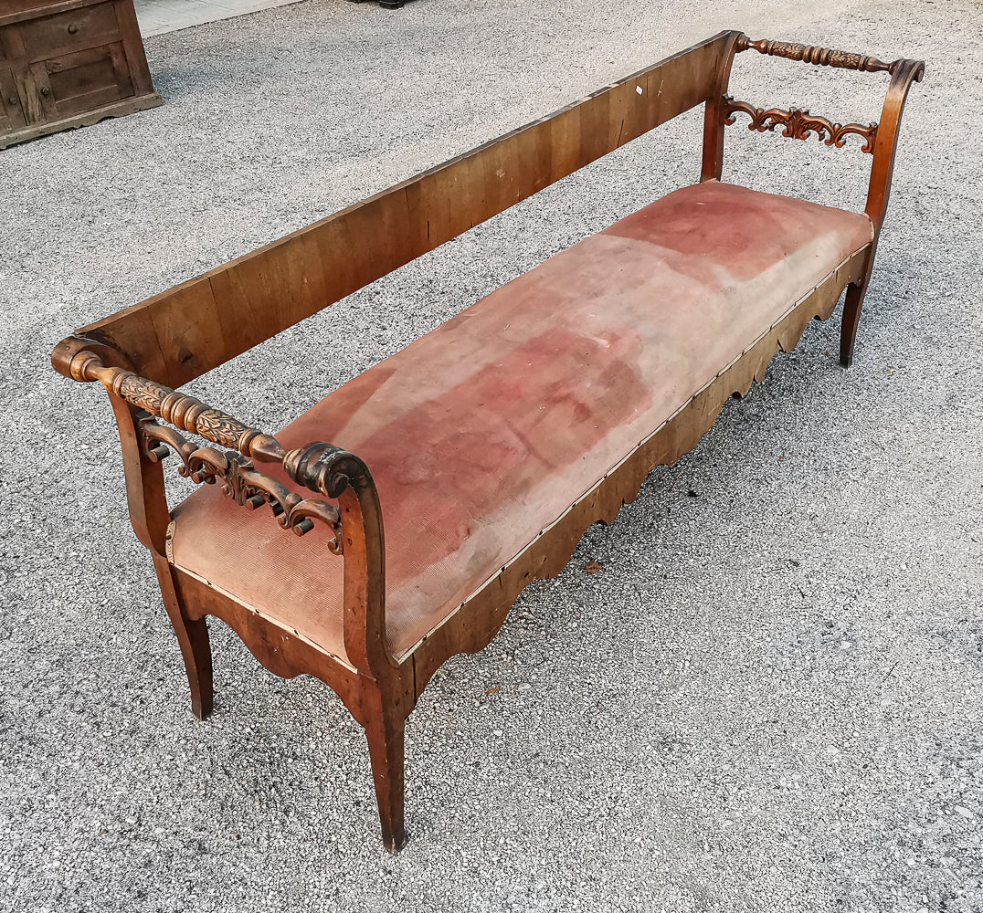 Panca da restaurare Italia epoca 1830 placcata in noce