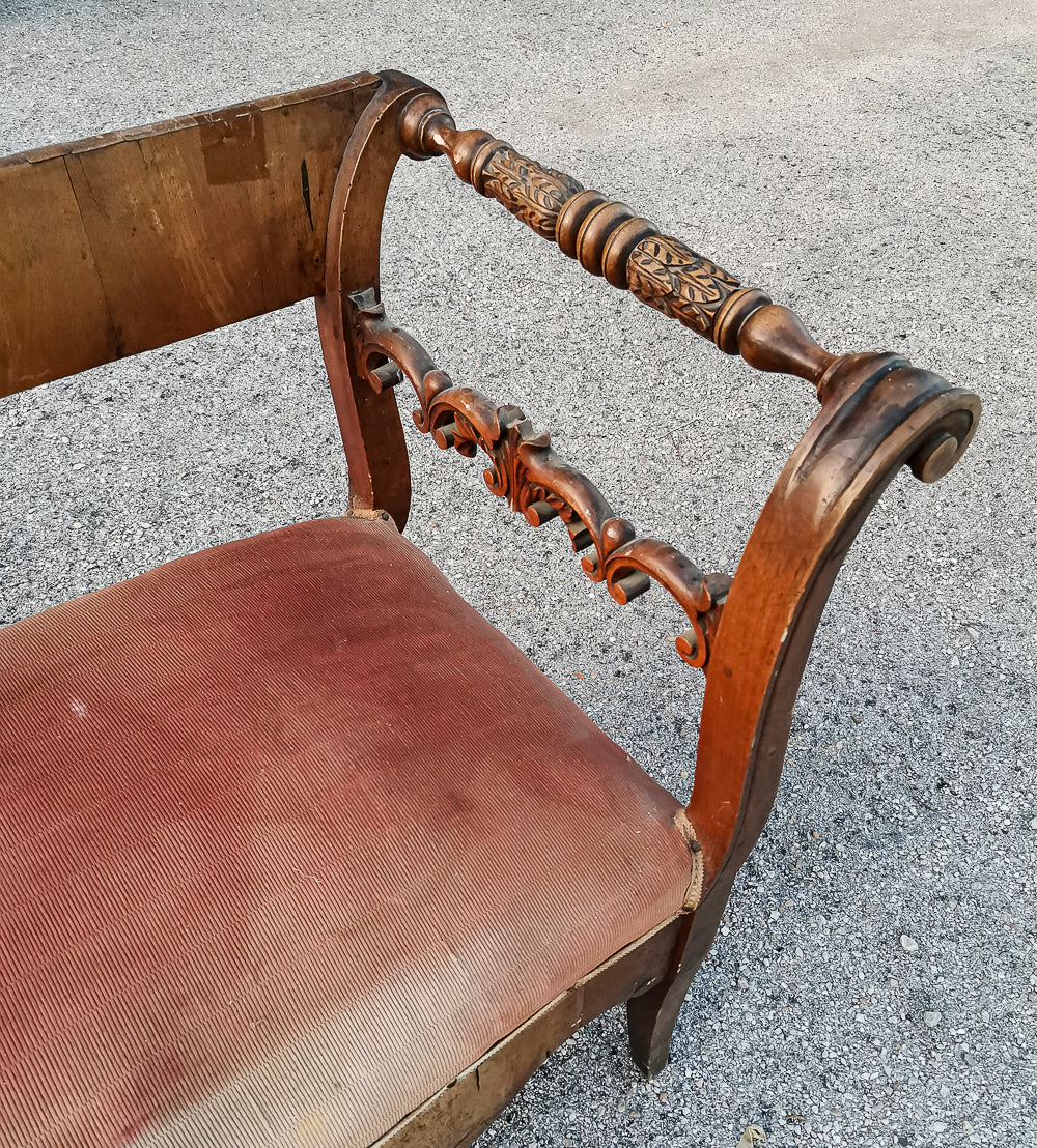 Panca da restaurare Italia epoca 1830 placcata in noce