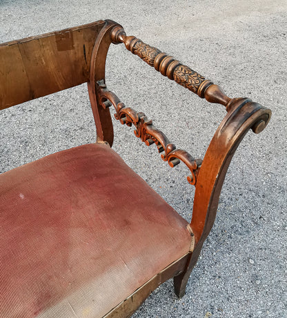 Panca da restaurare Italia epoca 1830 placcata in noce