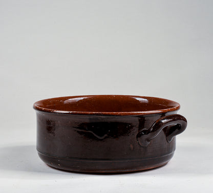 pentola recipiente in terracotta smaltata con doppio manico