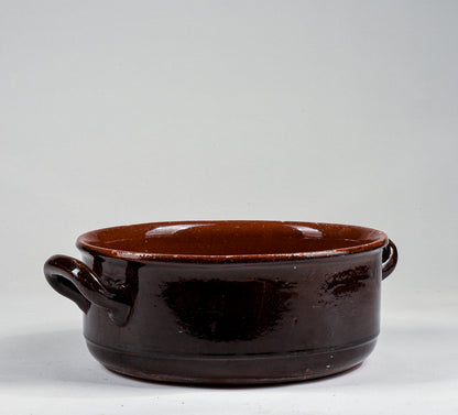 pentola recipiente in terracotta smaltata con doppio manico