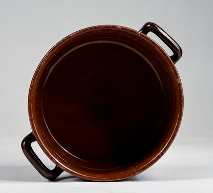 pentola recipiente in terracotta smaltata con doppio manico