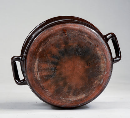 pentola recipiente in terracotta smaltata con doppio manico