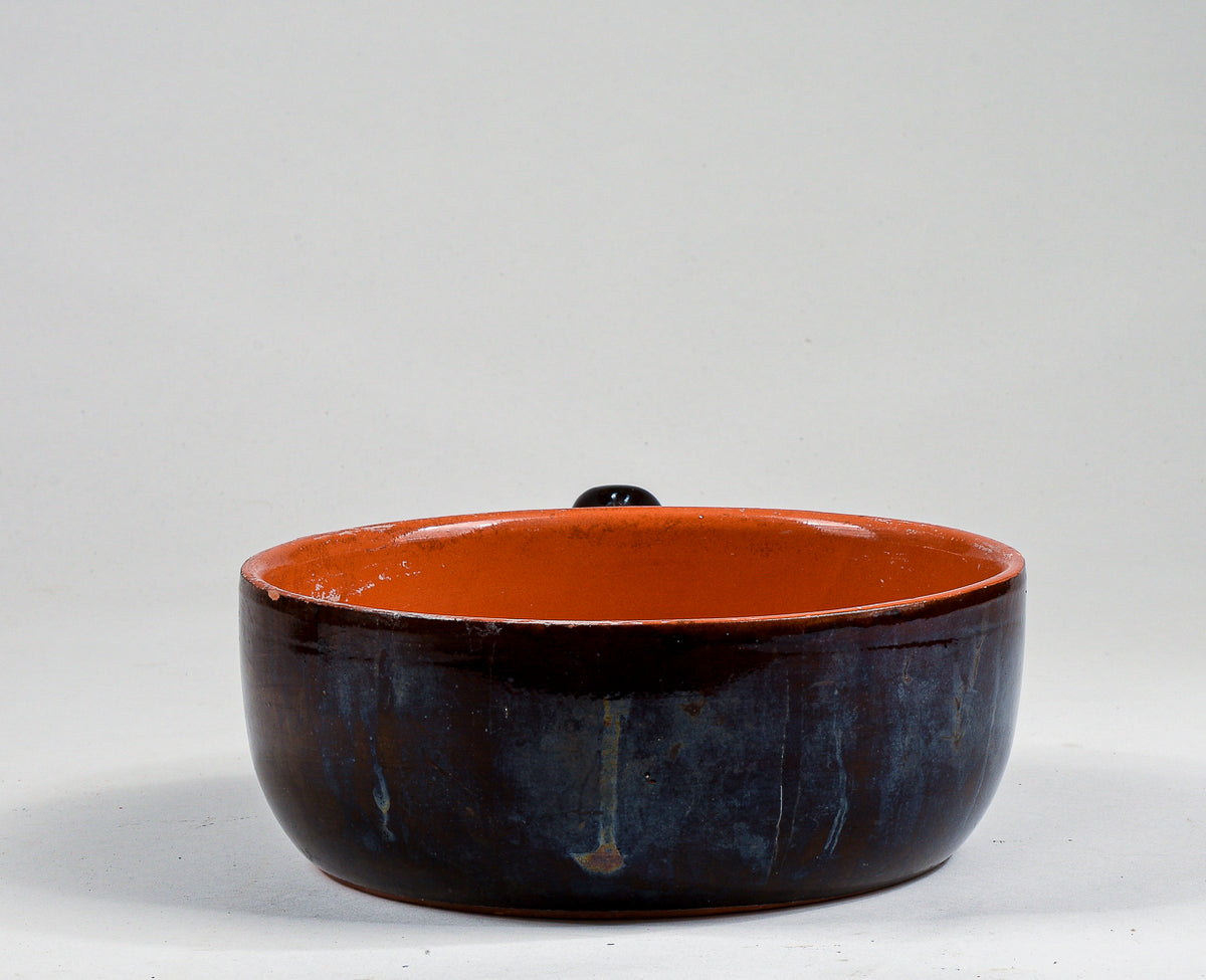 pentola recipiente in terracotta smaltata con manico