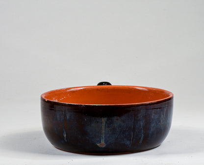 pentola recipiente in terracotta smaltata con manico