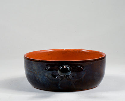 pentola recipiente in terracotta smaltata con manico