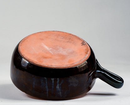pentola recipiente in terracotta smaltata con manico