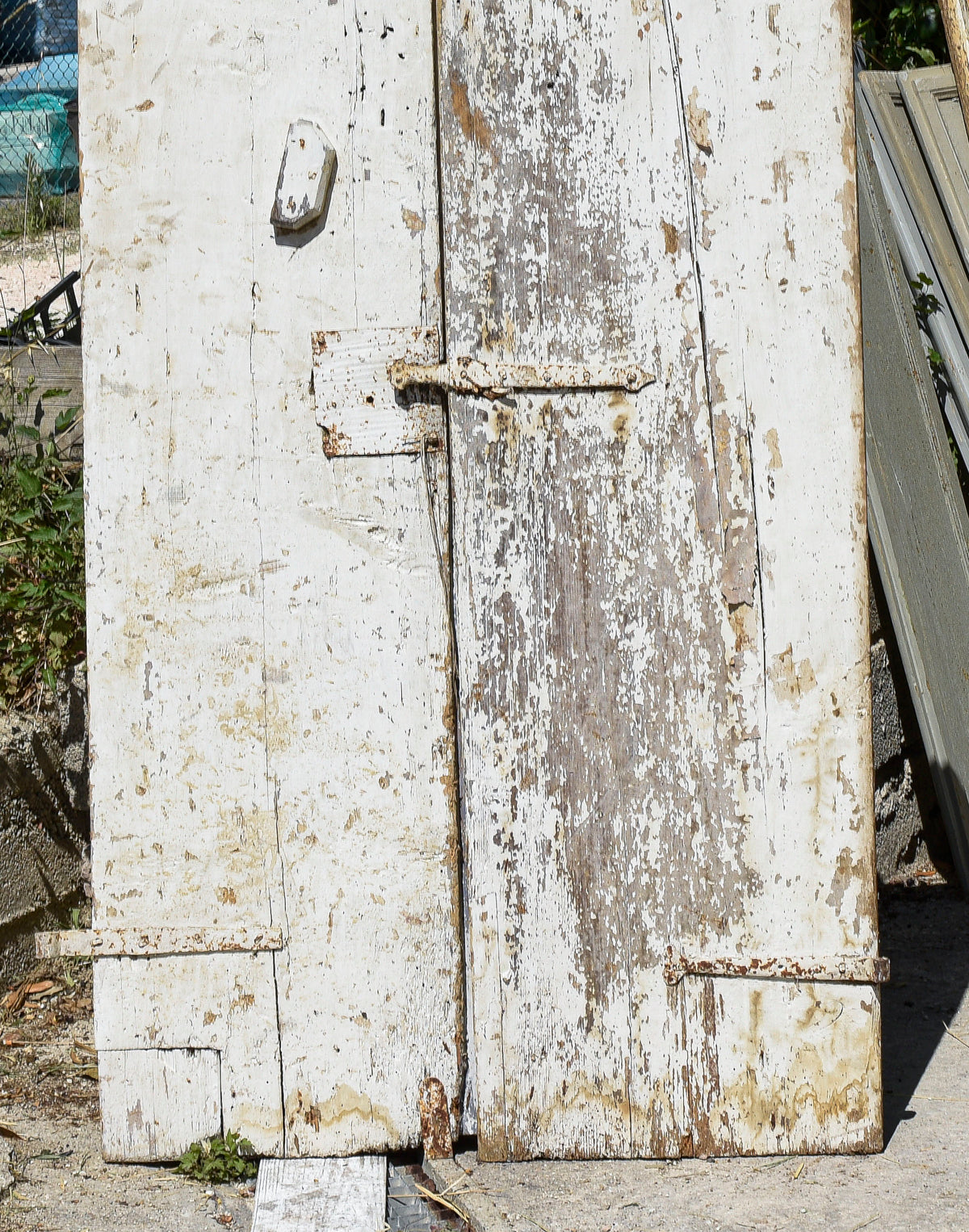 Porta doppia gialla e bianca in legno di abete epoca 1900
