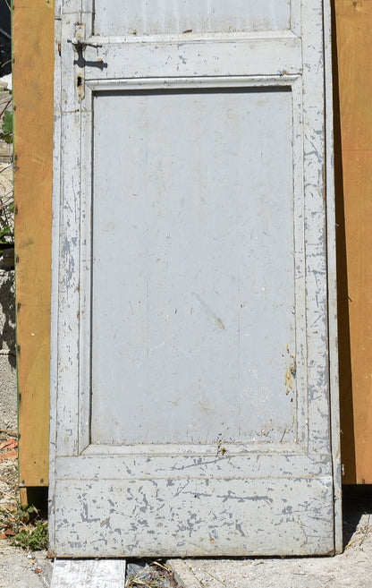 Porta ad un anta verniciata grigia singola 2 formelle e piatta Italia 1900