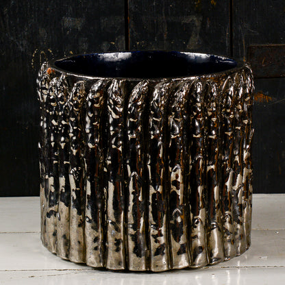 Portavaso vaso terracotta con asparagi argento vintage