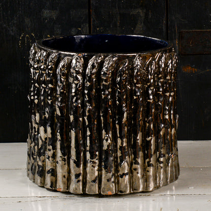 Portavaso vaso terracotta con asparagi argento vintage