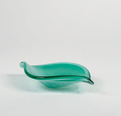 Posacenere  in vetro Murano verde acqua striato Italia 1960