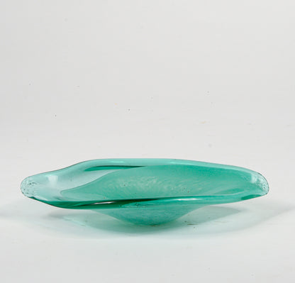 Posacenere  in vetro Murano verde acqua striato Italia 1960