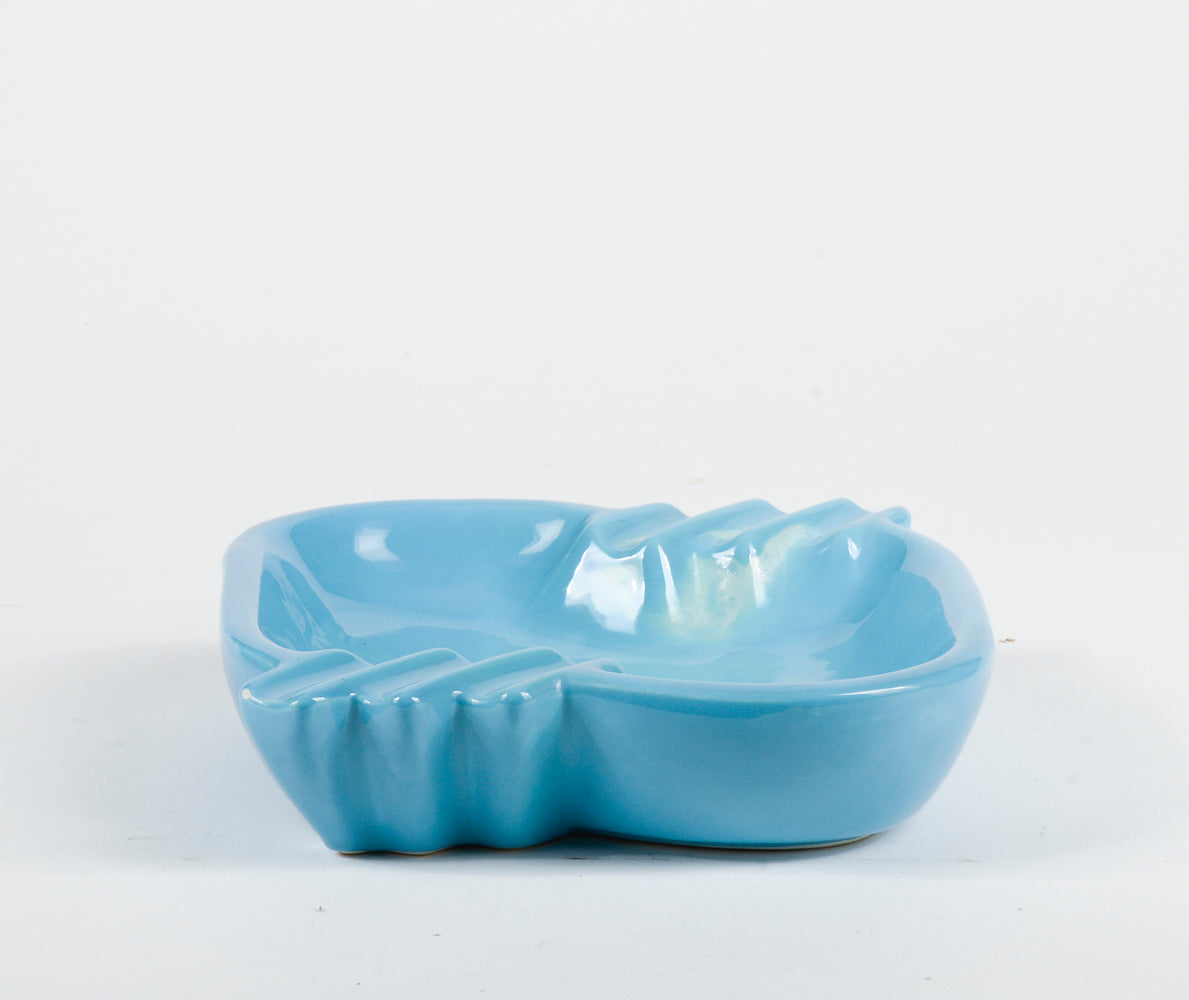Posacenere svuota tasche in ceramica  design azzurro celeste Italia 1970