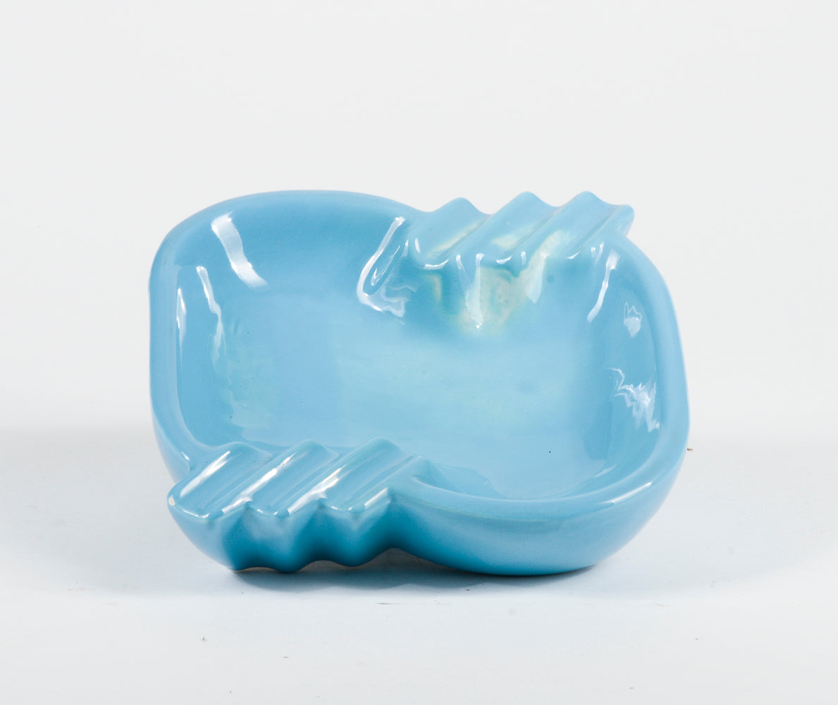 Posacenere svuota tasche in ceramica  design azzurro celeste Italia 1970