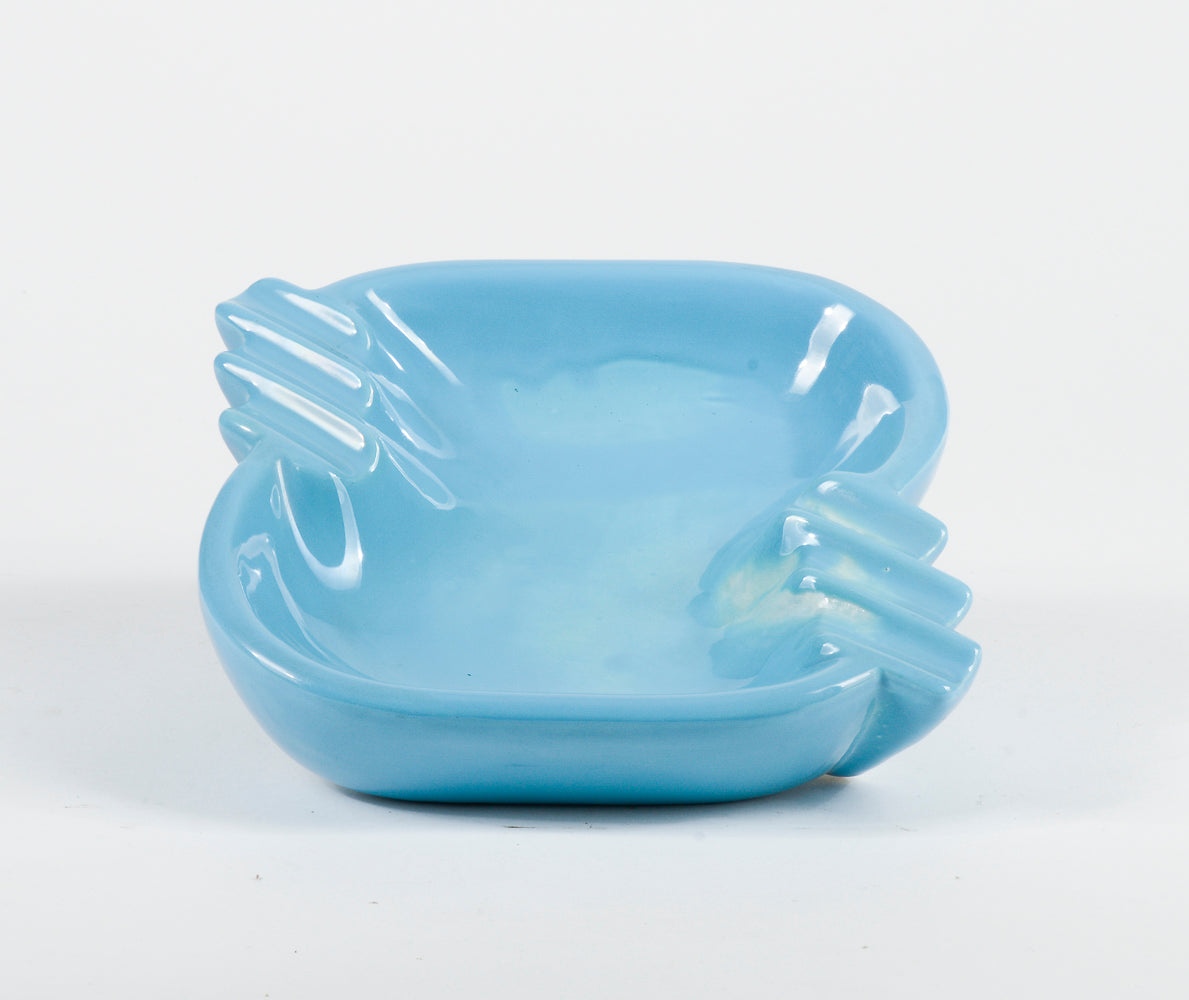 Posacenere svuota tasche in ceramica  design azzurro celeste Italia 1970