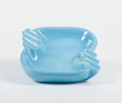 Posacenere svuota tasche in ceramica  design azzurro celeste Italia 1970