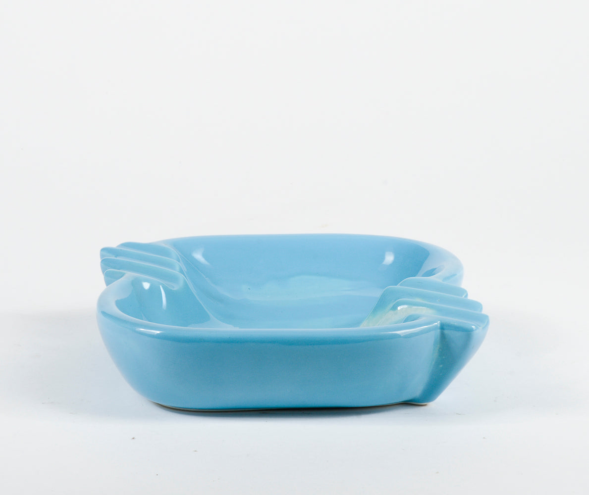 Posacenere svuota tasche in ceramica  design azzurro celeste Italia 1970