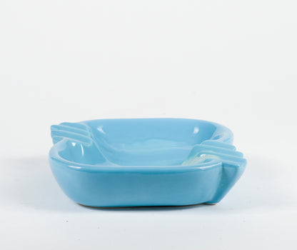 Posacenere svuota tasche in ceramica  design azzurro celeste Italia 1970