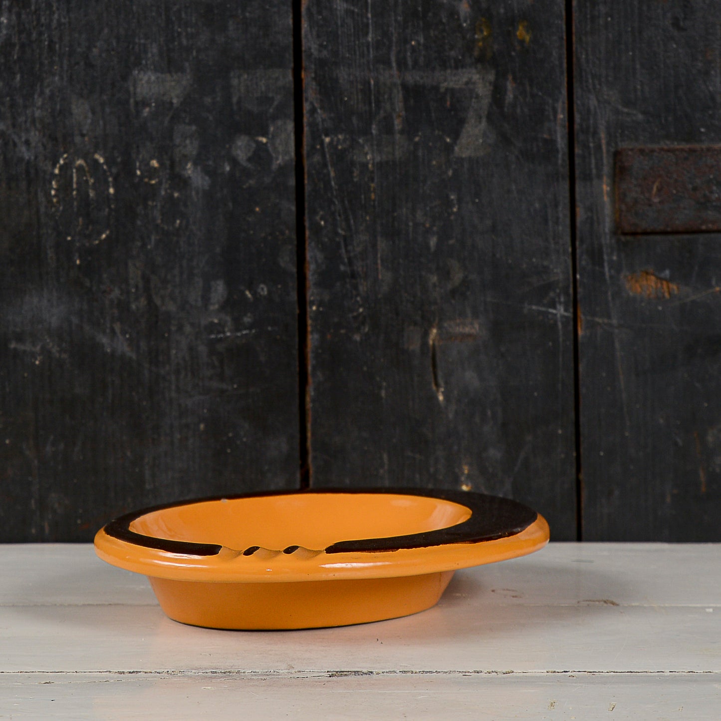 Posacenere vuotatasche rometti ceramica arancione vintage