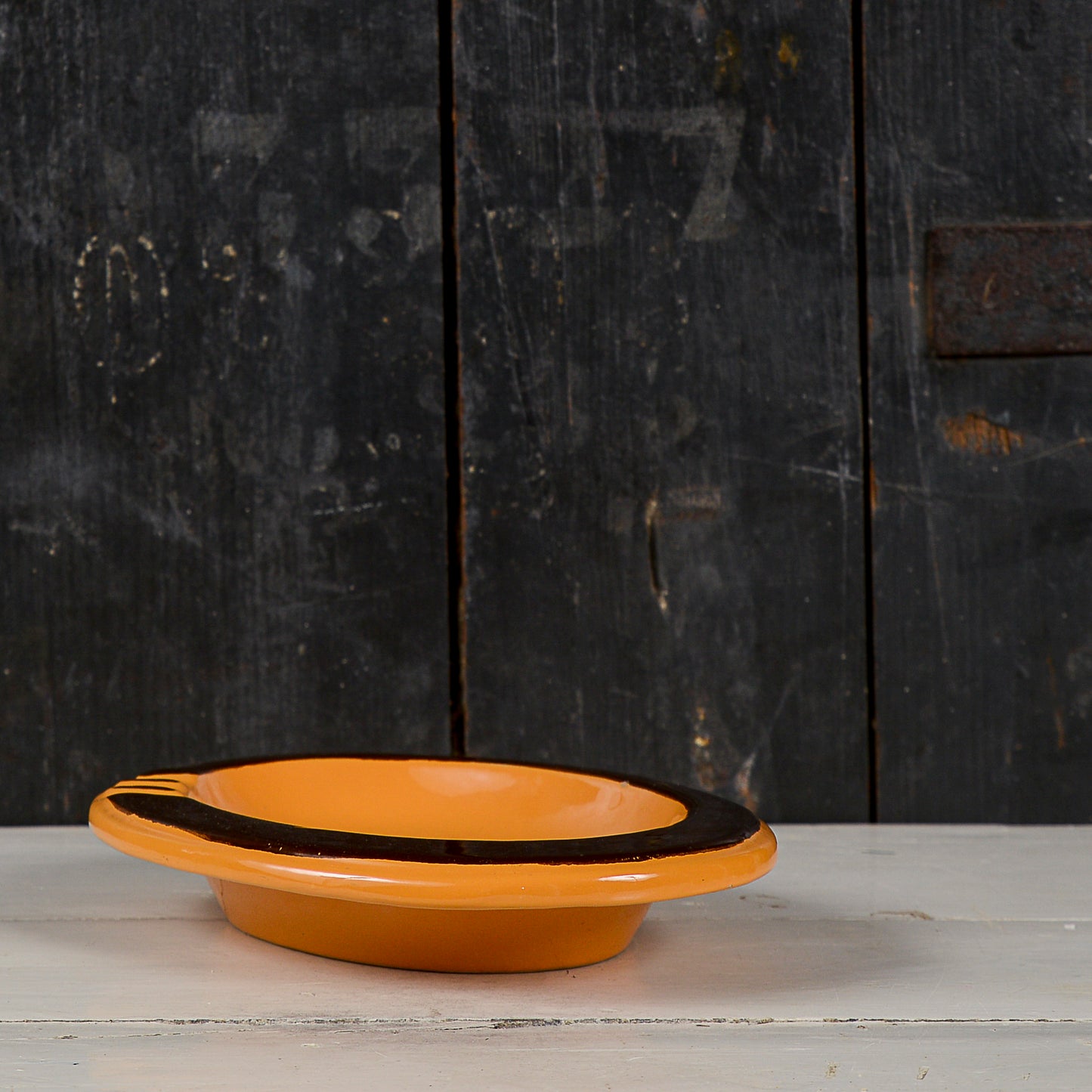 Posacenere vuotatasche rometti ceramica arancione vintage