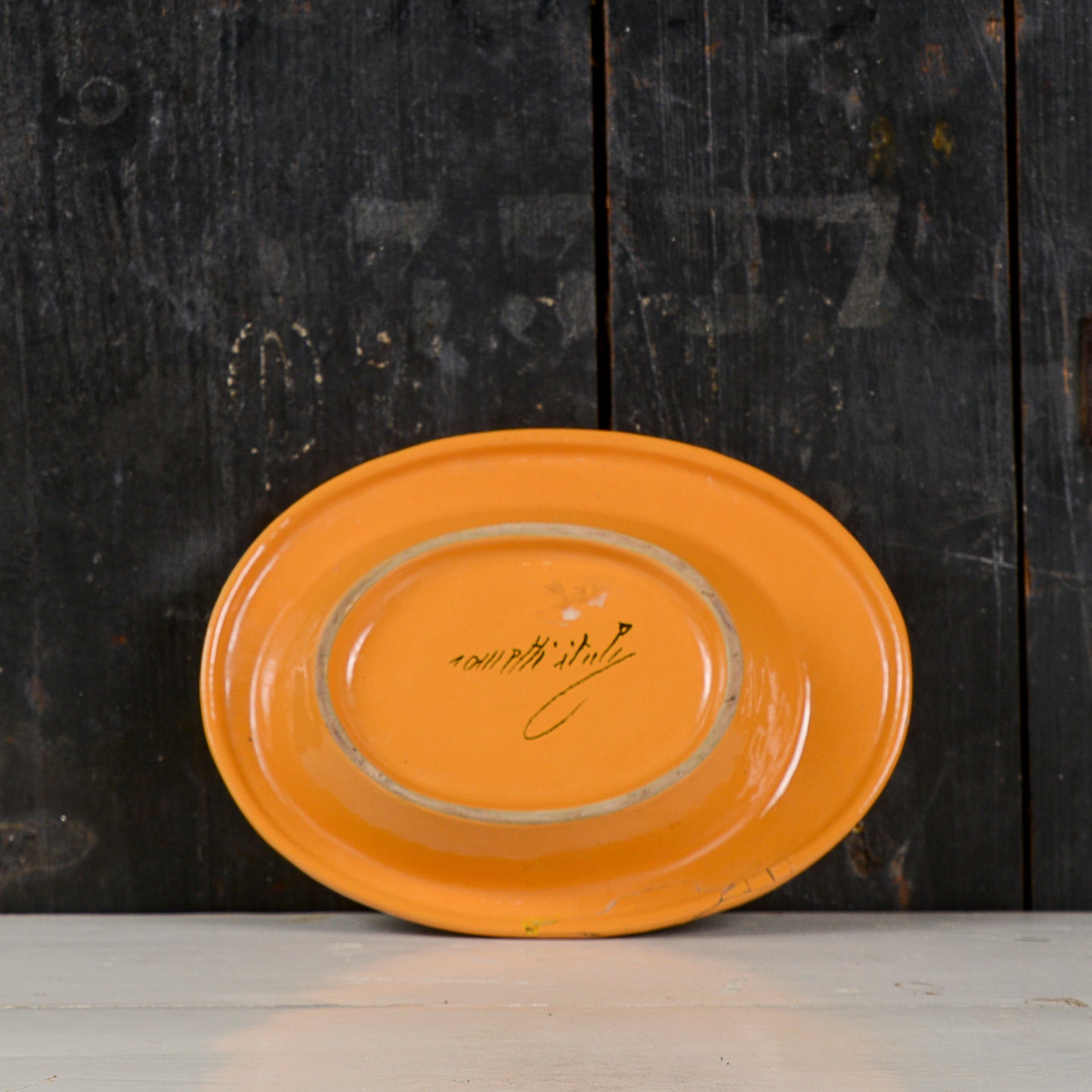 Posacenere vuotatasche rometti ceramica arancione vintage