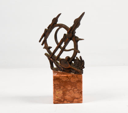 Scultura trofeo premio campionato tennis con marchio Visport Macerata Italia 1980
